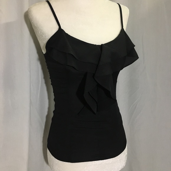 Black ruffle blouse by Miley Cirus & MaxAzria - Picture 1 of 3